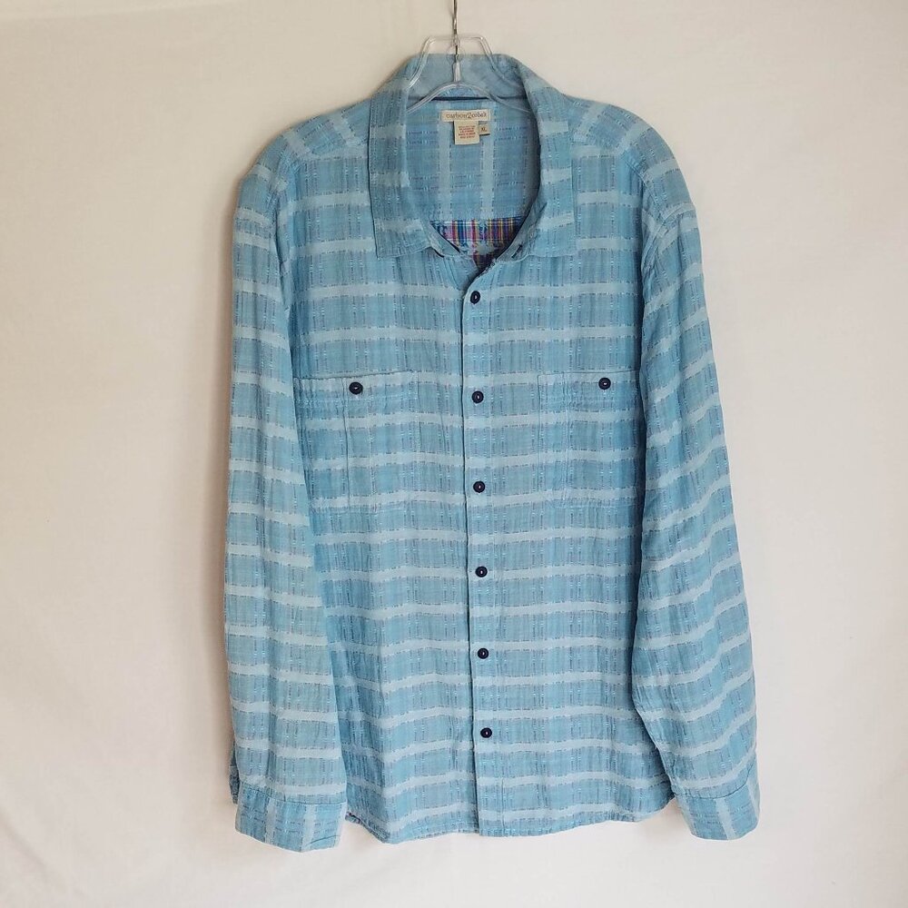 Carbon 2 Cobalt Blue‎ Button Front Long Sleeve Shirt Men's Size XL